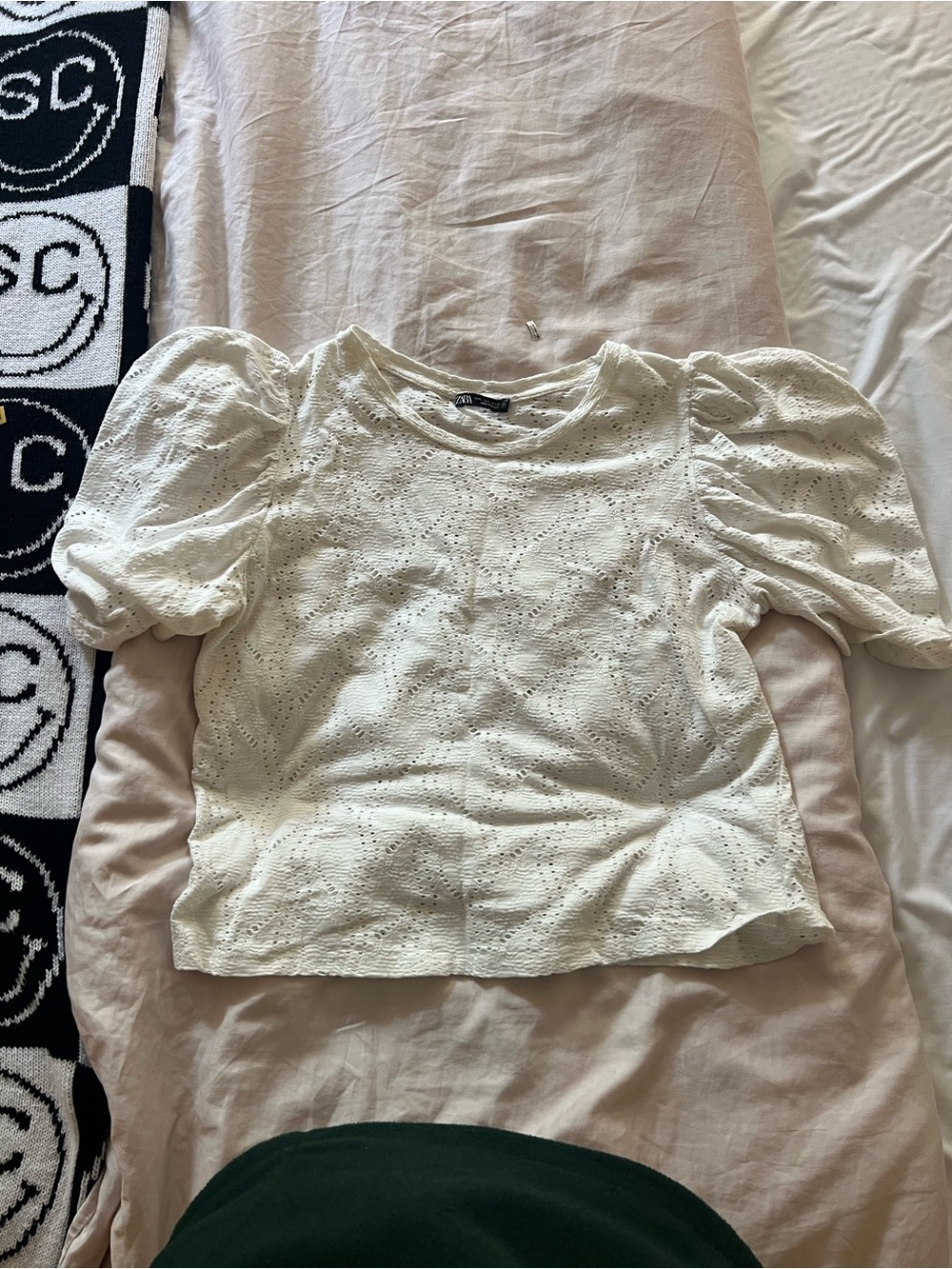 Zara White Eyelet Top